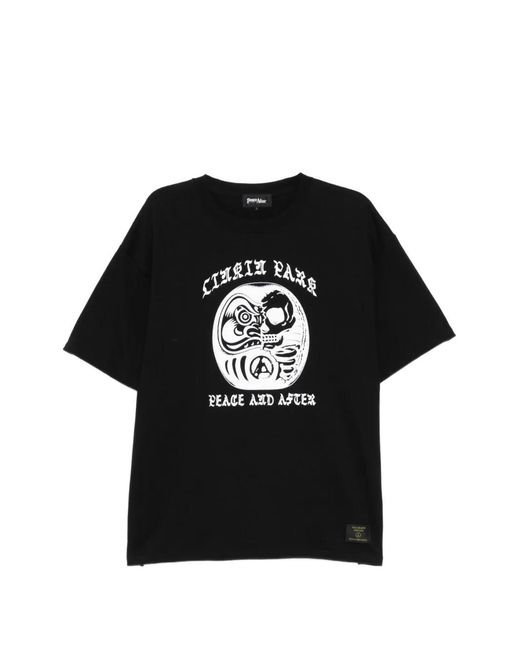 PEACE AND AFTER Black Graphic T-Shirt for men