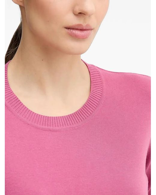 Benetton Pink Ribbed-Trims Sweater