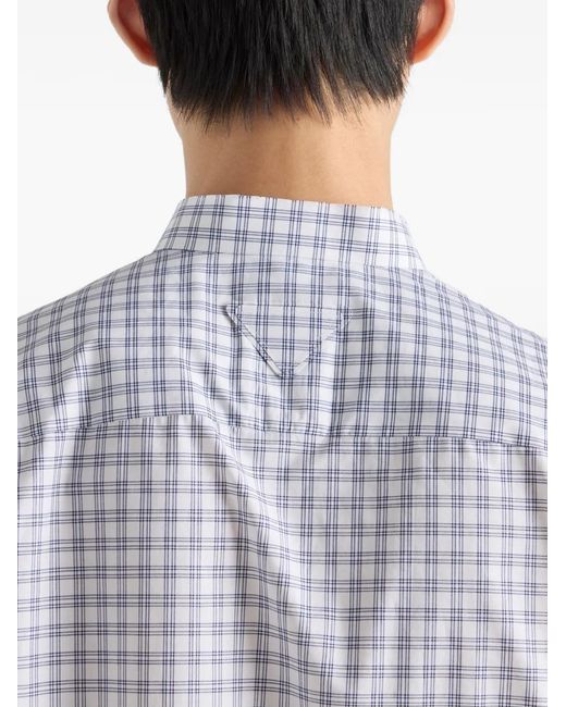 Prada White Check-Pattern Pocket Shirt for men