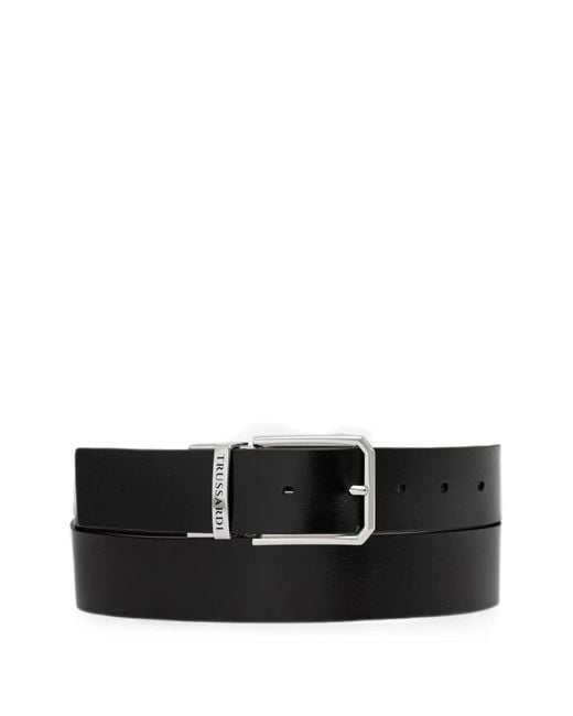 Trussardi Black Logo-Engraved Buckle Belt for men