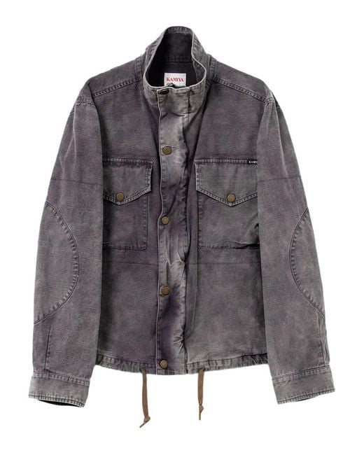 KAMIYA Gray Flap-Pocket Denim Jacket for men