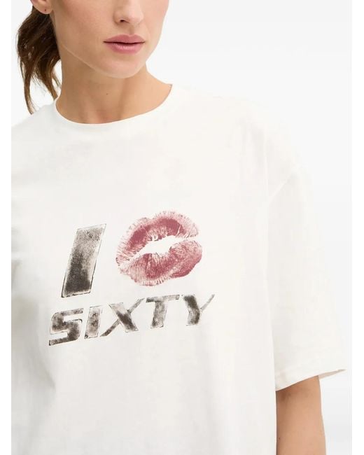 Miss Sixty White Print-Detail T-Shirt