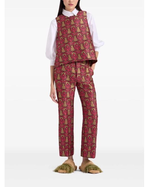 LaDoubleJ Red Jacquard Top