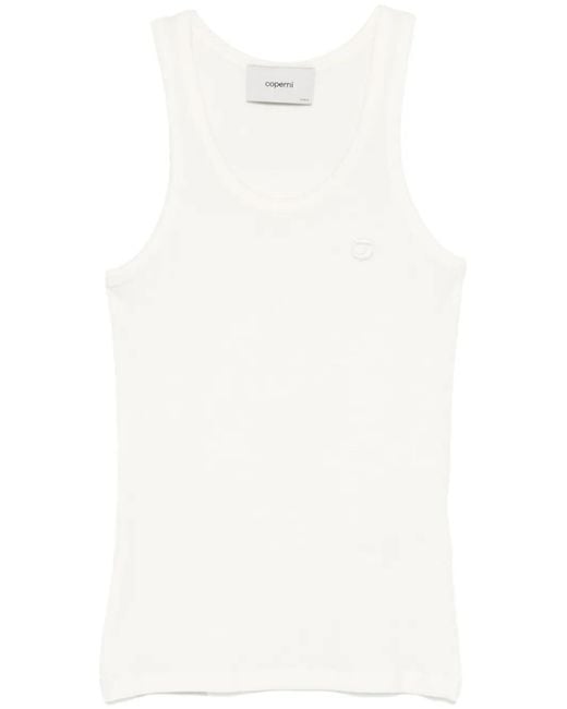 Coperni White Logo Ribbed Tank Top