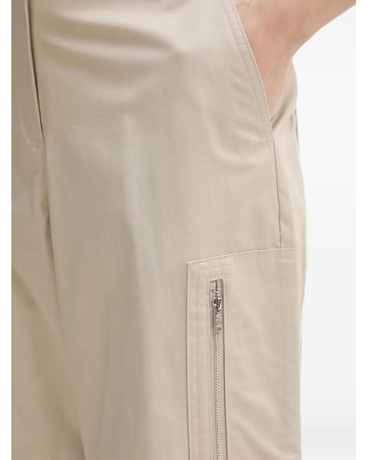 DKNY Natural Logo-Embroidered Zip-Pocket High-Waisted Trousers