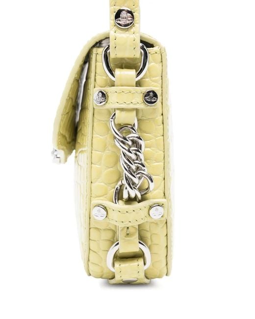 Vivienne Westwood Metallic Hunter Croc-Embossed Mini Crossbody Bag
