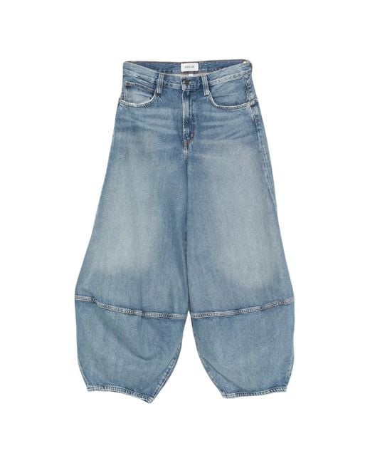 Agolde Blue Seam-Detail Barrel-Leg Jeans
