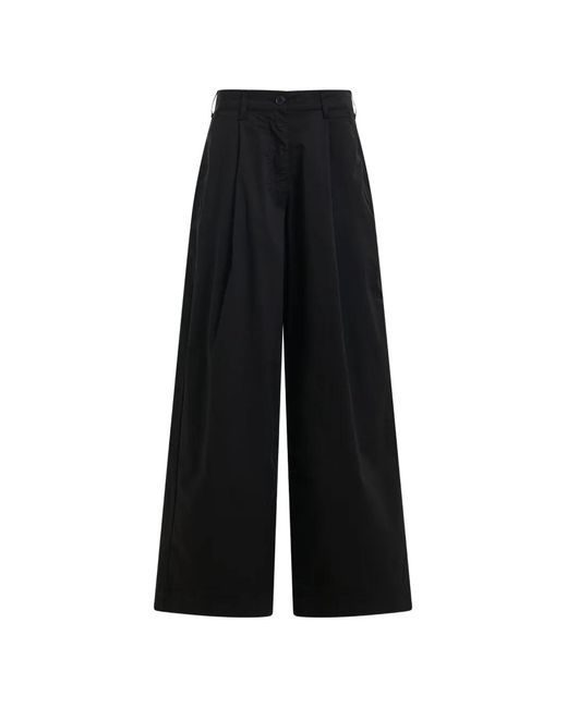 Essentiel Antwerp Black Pleated Wide-Leg Trousers