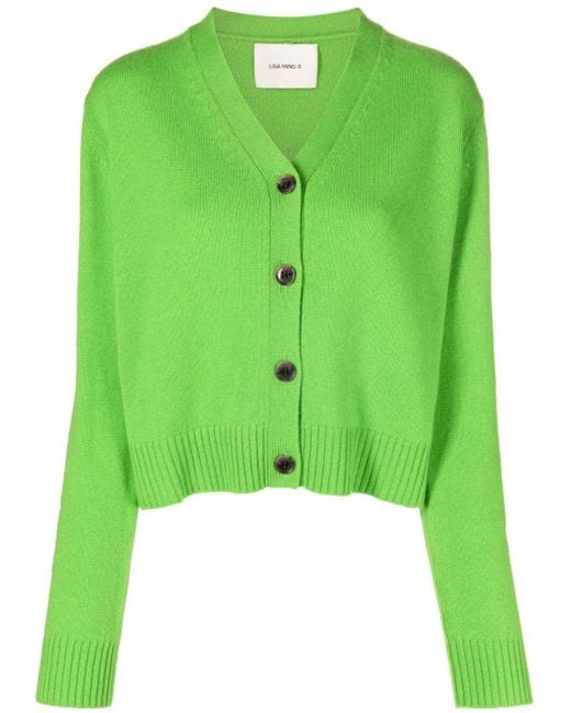 Cardigan crop Marion di Lisa Yang in Green