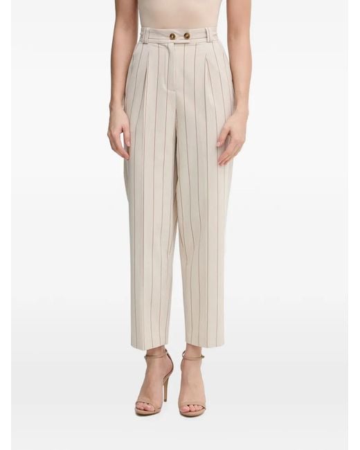 Benetton Natural Pinstriped Pleated Trousers