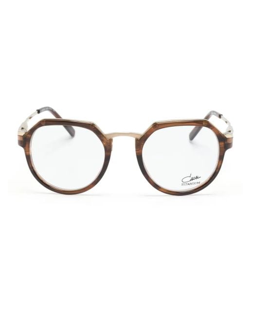 Cazal Brown Tortoiseshell-Effect Round-Frame Glasses