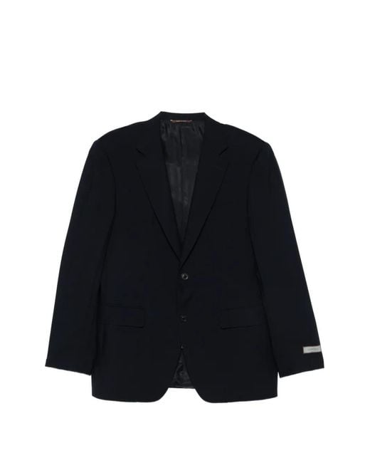 Canali Black Blazer Boutonné À Revers Crantés for men