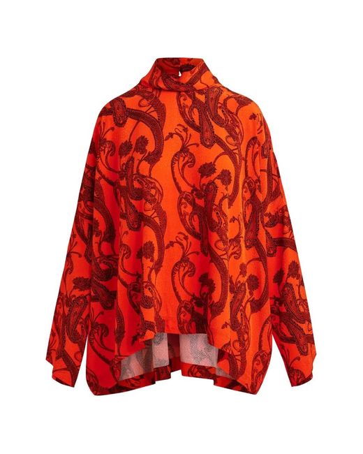 Essentiel Antwerp Red Oversized Paisley Blouse