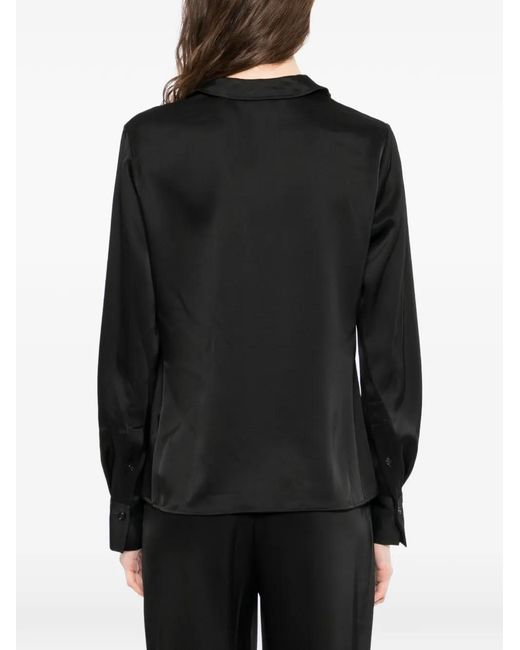 Theory Black Seam Satin Blouse