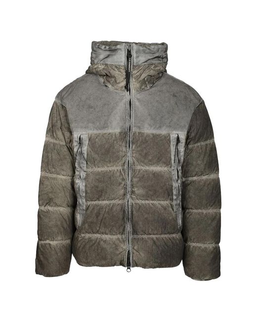 C P Company Gray Eco-Chrome R Goggle Down Jacket for men