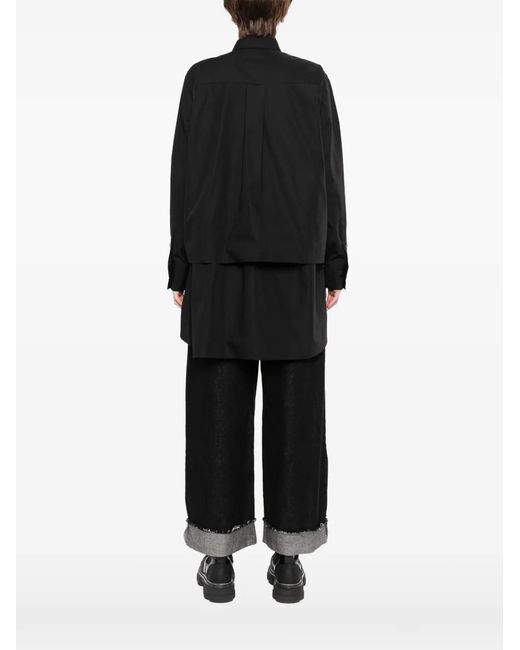 Sacai Black Pussy-Bow Layered Shirt
