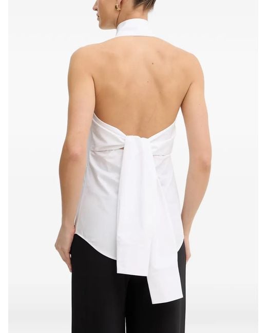 Karl Lagerfeld White Tie Back Sleeveless Shirt