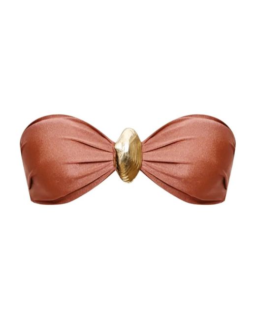 PATBO Brown Seashell Detail Bikini Top