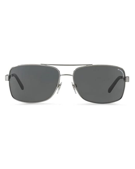 Burberry Gray Logo Rectangle-Frame Sunglasses for men