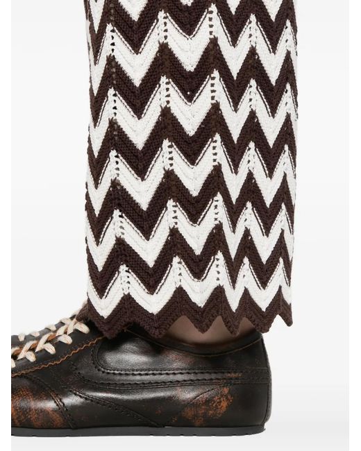 Maje White Zig Zag Straight Trousers