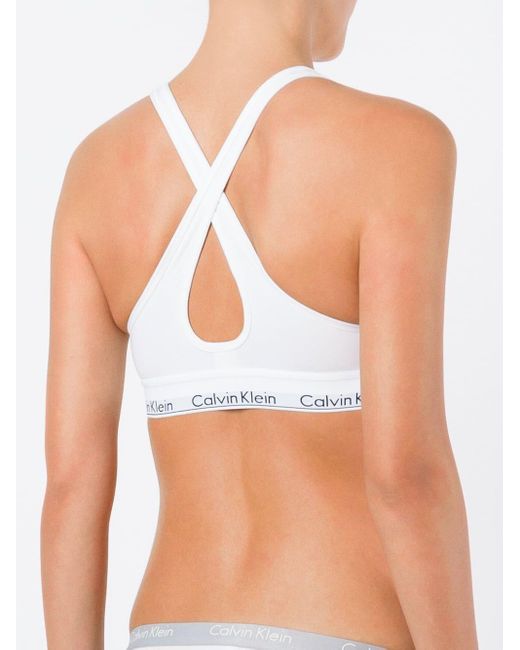 Calvin Klein Modern Cotton Cross Strap Lift Bralette, White, M