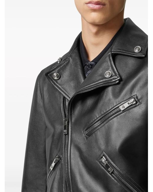 Versace Bikerjacke Aus Leder in Black für Herren