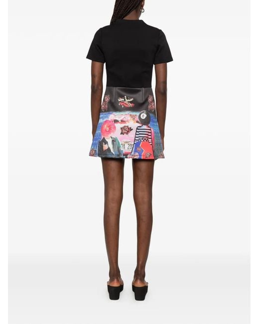 The Artistylist Black Graphic-Print Short-Sleeve Dress