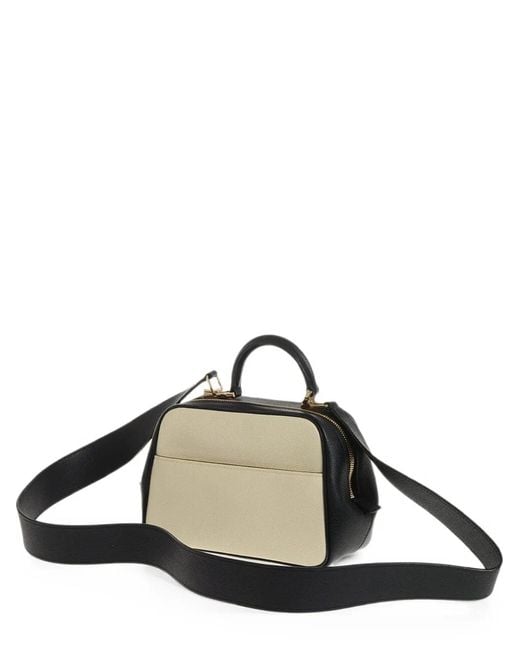 Valextra Black Bicolor Leather Tote Bag
