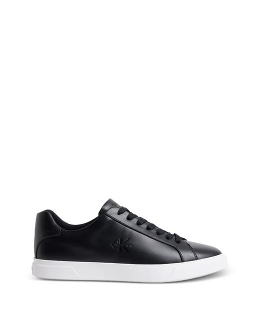 Calvin Klein Black Logo-Embossed Lace-Up Sneakers for men