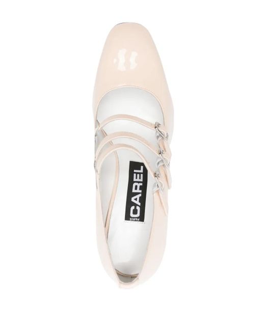 CAREL PARIS White Keel 85Mm Patent-Leather Pumps