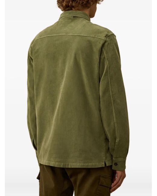 C P Company Green Corduroy Patch-Pocket Shirt for men