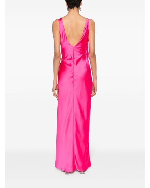 Pinko Pink Elegant Hammered Satin Gown