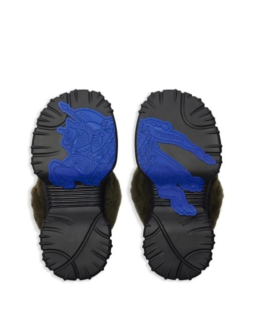 Burberry Black Shearling Pebble Sandals