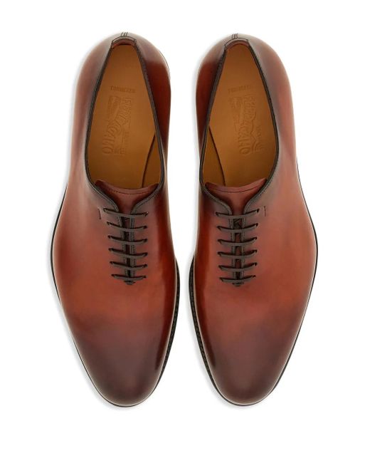 Ferragamo Brown Tramezza Leather Oxford Shoes for men