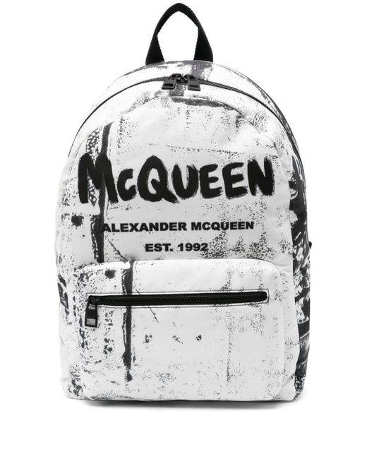 Sac à dos Graffiti Metropolitan Alexander McQueen pour homme en coloris White