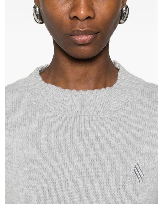The Attico Gray Asymmetric-Hem Sweater