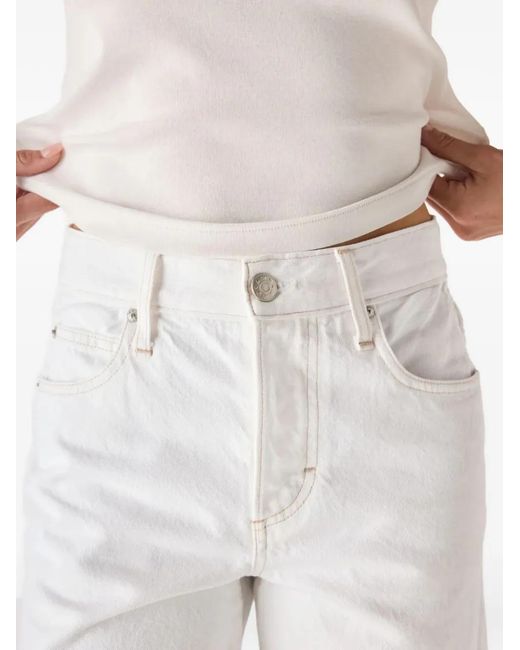 AMO White Steph Raw-Cut Denim Shorts