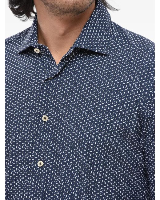 Alessandro Gherardi Blue Patterned-Fabric French-Collar Shirt for men