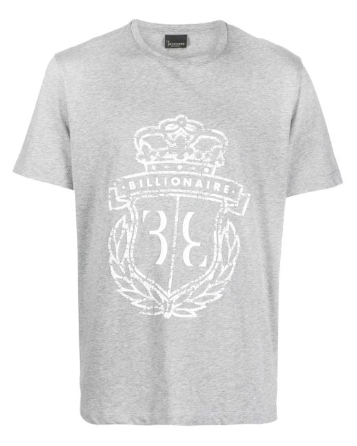 Billionaire White Logo-Print Detail T-Shirt for men