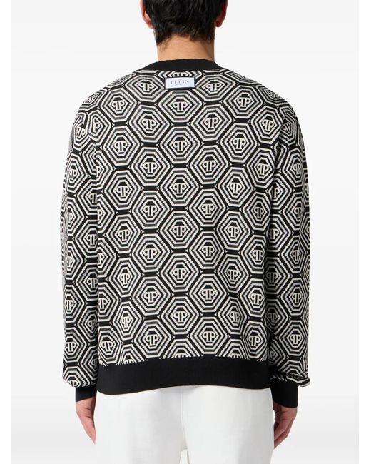 Philipp Plein Gray Monogram-Pattern Sweater for men