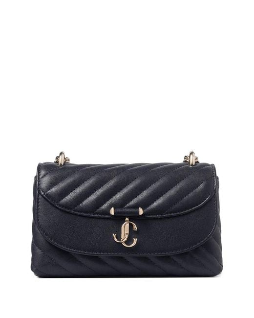 Jimmy Choo Blue Small Curve Quilted Logo-Plaque Crossbody Bag