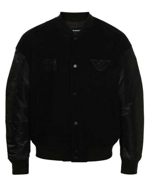 Emporio Armani Black Rhinestone-embellished Bomber Jacket for men