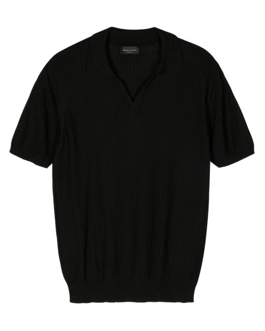 Roberto Collina Split-neck Polo Shirt in het Black voor heren