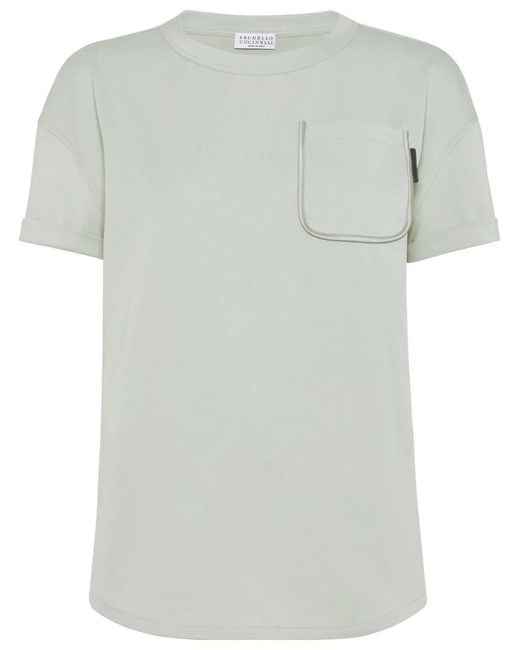 Brunello Cucinelli Gray Chest-Pocket Cotton T-Shirt