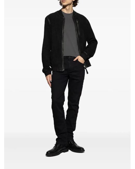 AllSaints Black Suede Bomber Jacket for men