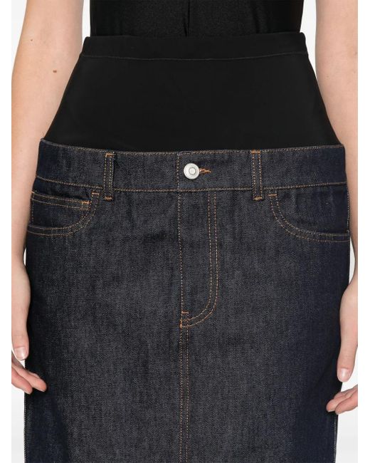 Coperni Black Hybrid Denim Midi Skirt