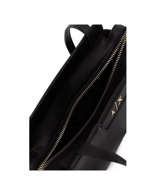 ARMANI EXCHANGE Black Logo-Plaque Shoulder Bag