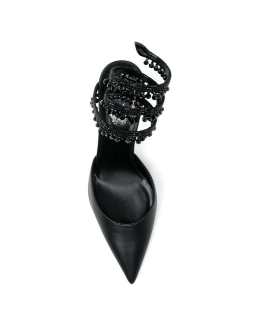 Rene Caovilla Black 80Mm Crystal-Embellished Pumps
