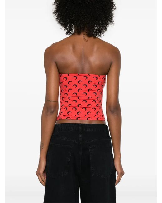 MARINE SERRE Red Moonogram-Pattern Top