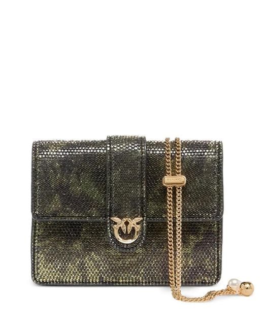 Pinko Gray Love Birds Crystal-Embellished Mini Bag